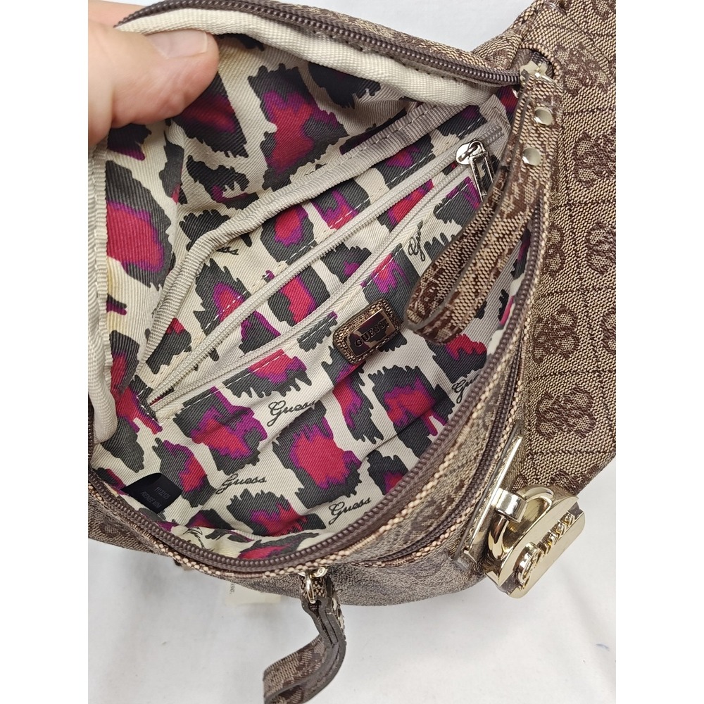 GUESS Renee Mini SI248712 Brown Logo Monogram Fanny Pack Belt Bag NWT - Picture 7 of 14